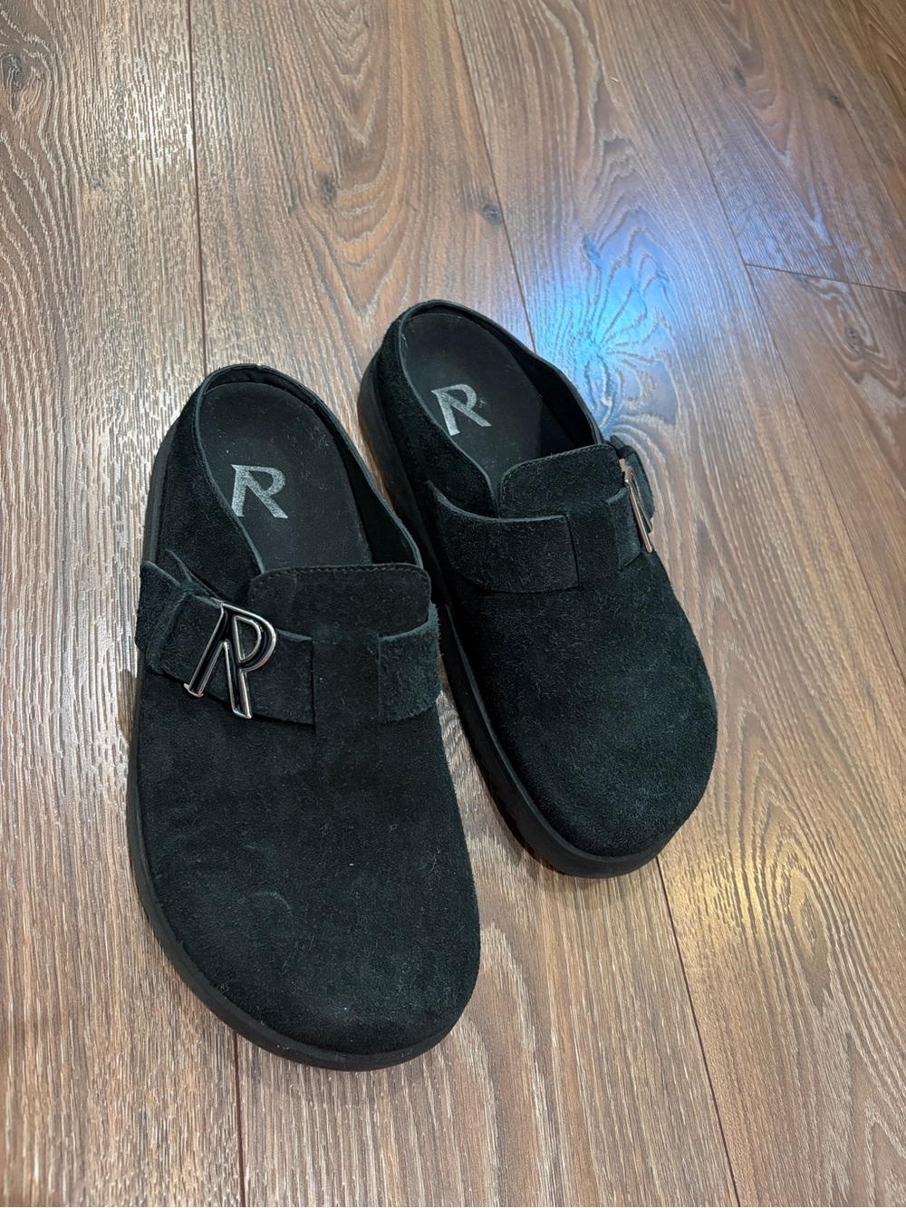 Represent Initial Mule Black Suede Clogs | Men’s Size 9